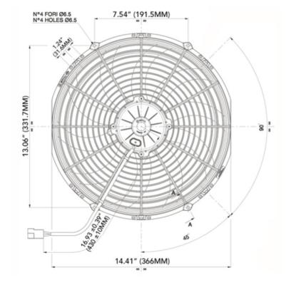Electric Fan 14.00 Inch Electric Fan Puller Style High Performance 1864CFM 10-Blade curved Style Blade Spal