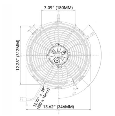 Electric Fan 13.00 Inch Electric Fan Puller Style High Performance 1777 CFM 10 Curved Style Blades Spal