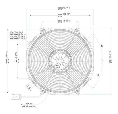 Electric Fan 16.00 Inch Electric Fan Puller Style Extreme Performance 1953CFM 10-Blade paddle Style Blade Spal