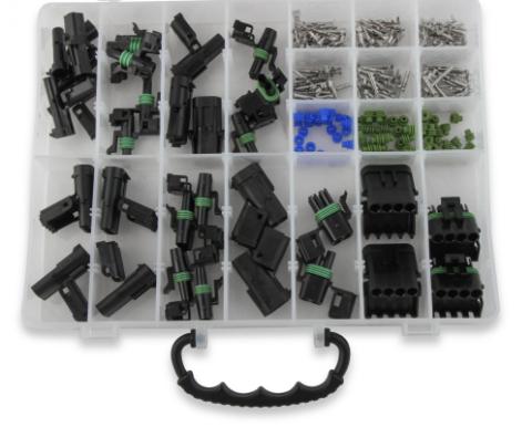 Weatherproof Connector Kit 232-Piece Weatherpack Connector Kit with Plastic Case Mr Gasket