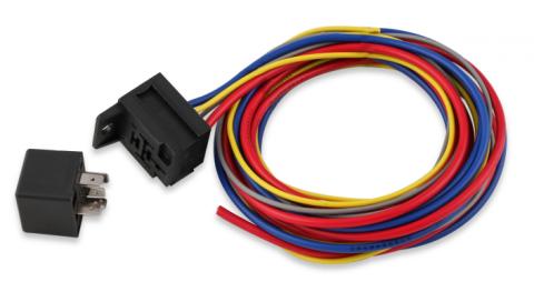 Electric Fan Harness &amp; Relay Kit with 185 Degree Temperature Switch Temperature Controlled Cooling Fan Harness &amp; Relay Kit with 185 degree temperature switch. 30 Amp Relay and Circuit Breaker Mr Gasket
