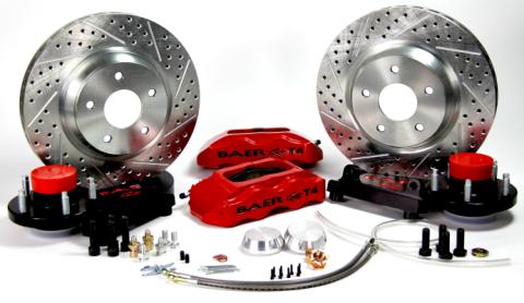 Track4 Brake System Front 60-87 Chevy/GMC 2WD 1/2 Ton Trucks W/Cpp Nodular Iron 2.5 Inch Drop Spindle (5 Lug 5X5 Inch BC) Monster Green W/Cpp 2.5 Inch Drop Modular Spindle (5 Lug 5X5Bc) Baer Brakes