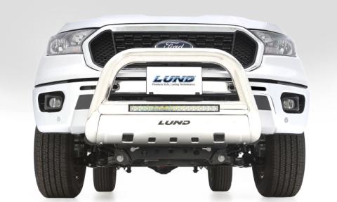 Bull Bar with LED Light Bar 3.5 Inch Oval Polished Stainless Steel 2020-2024 Silverado/Sierra 2500 HD/3500 HD Lund