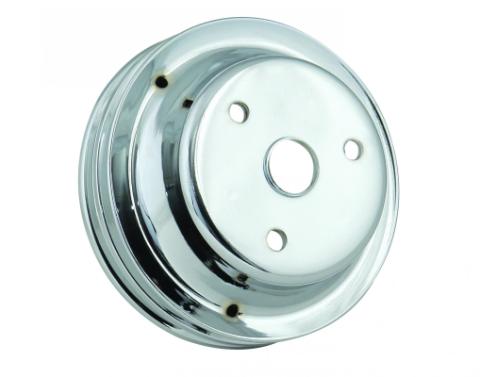 Crankshaft Pulley Chrome Double Groove Fits 1969-1985 Small Block Chevrolet with Long Water Pump Mr Gasket