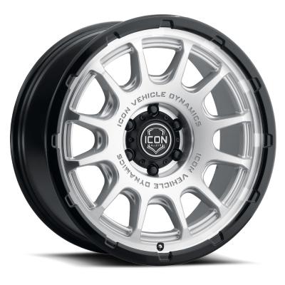 Rancho 20 X 9 / 5 X 150 16MM Offset 5.625 Inch Back Space Silver Machined W/ Gloss Black Lip, ICON Alloys