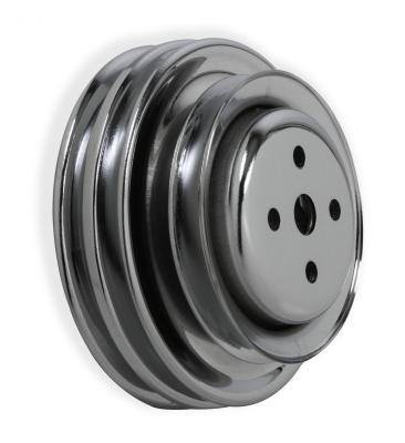 Chrome Water Pump Pulley Triple Groove Fits 1966-1969 Ford 289/302/351W with A/C, P/S &amp; Smog Pump Mr Gasket