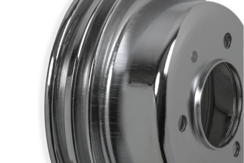 Chrome Crankshaft Pulley Double Groove Fits 1965-1968 Ford 289/302 Mr Gasket