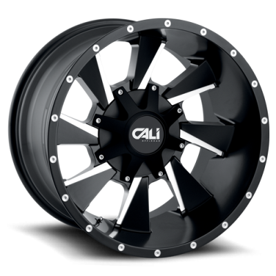 Cast Aluminum Wheels Distorted 9106 SB 24x12 Milled Spokes Satin Black 8 On 180 Bolt Pattern -44 Offset Cali Offroad Wheels