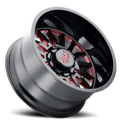 Cast Aluminum Wheels Summit 9110 GB-RD 22x12 Red Milled Spokes Gloss Black 5 On 139.7 Bolt Pattern -51 Offset Cali Offroad Wheels