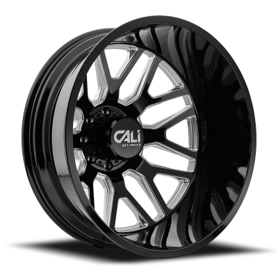 Dually Wheels Invader Dually 9115D GB-M 24x8.25 Milled Spokes Gloss Black 8 On 165.1 Bolt Pattern -232 Offset Cali Offroad Wheels