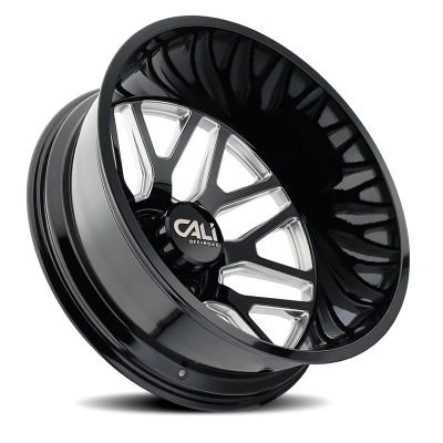 Dually Wheels Invader Dually 9115D GB-M 24x8.25 Milled Spokes Gloss Black 8 On 165.1 Bolt Pattern -232 Offset Cali Offroad Wheels