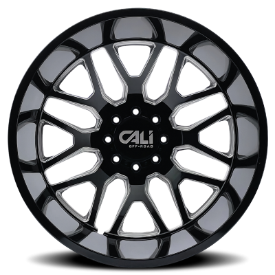Dually Wheels Invader Dually 9115D GB-M 24x8.25 Milled Spokes Gloss Black 8 On 165.1 Bolt Pattern -232 Offset Cali Offroad Wheels