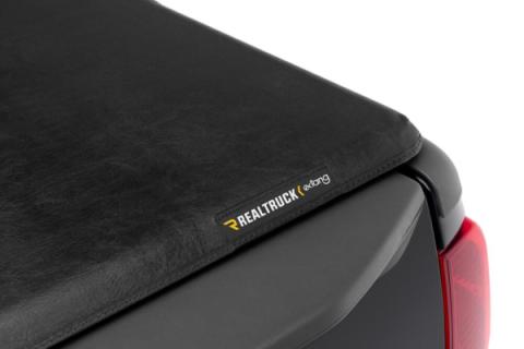 Trifecta 2.0 Tonneau Cover Black Leather Grained Fabric 2005-2021 Nissan Frontier 6' Bed with Factory Bed Rail Caps Extang