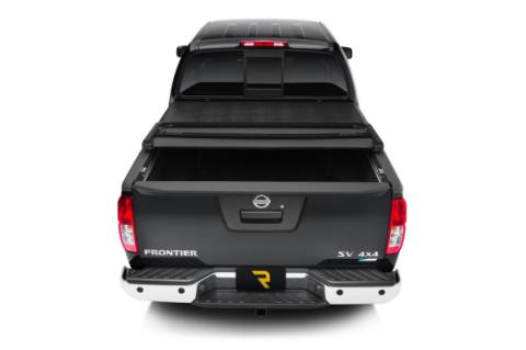 Trifecta 2.0 Tonneau Cover Black Leather Grained Fabric 2005-2021 Nissan Frontier 6' Bed with Factory Bed Rail Caps Extang