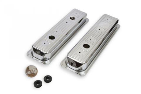 Chrome Valve Covers Finned Fits 1987-2002 Chevrolet 305-350 Gen I Small Block Mr Gasket