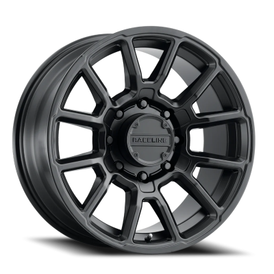 Aluminum Wheels 20x9 Gauge 950B Satin Black Multi Spoke 18 Offset 8 on 180 Bolt Pattern 124.2 Bore Raceline