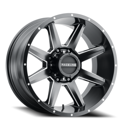 Aluminum Wheels 20x10 Stryker 954M Milled-Dimples Satin Black -19 Offset 8 on 170 Bolt Pattern 125.2 Bore Raceline