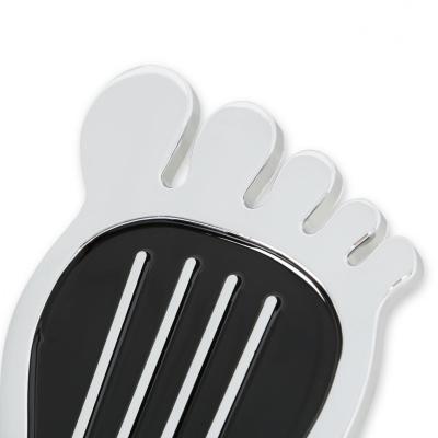 Foot Print Gas Pedal Pad Aluminum Chrome &amp; Painted Black Trim Fits Most Gas Pedals Mr Gasket
