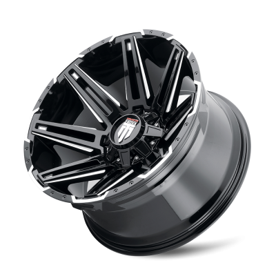 Boom AT1903 Gloss Black Milled 20X9 8-165.1 -12MM 125.2MM Off Road Wheels American Truxx
