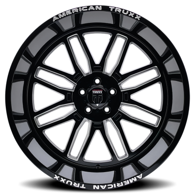 Restless AT1915 Black Milled 22X12 6-139.7 -44MM 106MM Off Road Wheels American Truxx