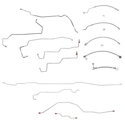 1999-01 F250 / F350 Superduty 4wd, Awabs, Crew Cab / Long Bed, Non Dually W / Staggered Rear Shocks W / Gas Engine Complete Brake Line &amp; Hose Kit Stainless Fine Lines