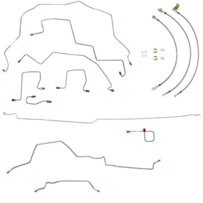 Complete Brake Line &amp; Hose Kit For 98-01 Ram 2500/3500 4WD Dana 80 Rear Drum RWABS Ext Cab/Short Bed non-Dually Stainless Fine Lines