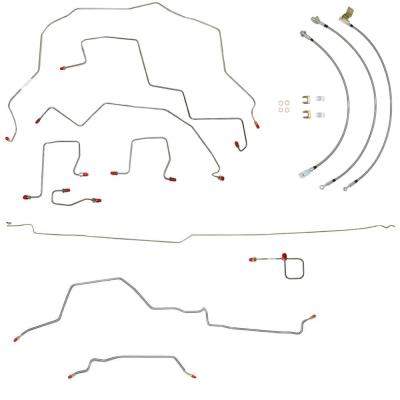Complete Brake Line &amp; Hose Kit For 98-01 Ram 2500 4WD Automatic Trans Rear Drum RWABS Ext Cab/Long Bed non-Dually Stainless Fine Lines