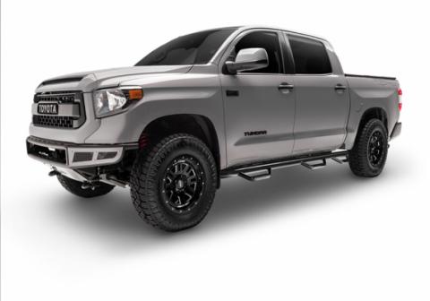 Nerf Step Bar Wheel-to-Wheel with Bed Access (3 Steps per Side) 3 Inch Main Tube Diameter 2001-2006 (2007 Classic) Chevy Silverado/GMC Sierra 2500 HD/3500 HD 6 Foot 6 Inch Bed Crew Cab Gloss Black NFab