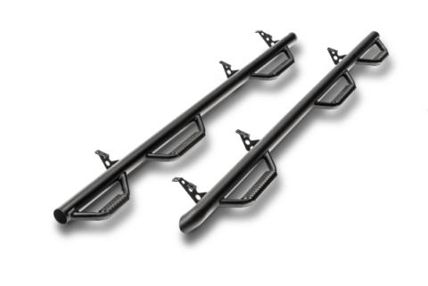 Nerf Step Bar Wheel-to-Wheel with Bed Access (3 Steps per Side) 2015-2018 (2019-2023 Classic) Ram 1500 6 Foot 4 Inch Bed Crew Cab Textured Black NFab