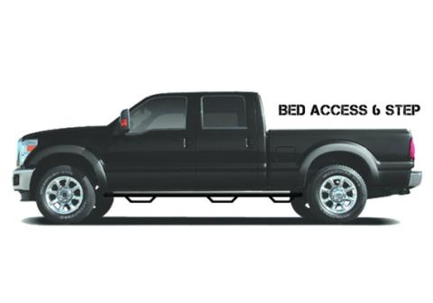 Nerf Step Bar Wheel-to-Wheel with Bed Access (3 Steps per Side) 2015-2018 (2019-2024 Classic) Ram 1500 6 Foot 4 Inch Bed Quad Cab Textured Black NFab