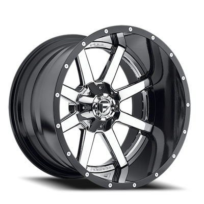 Aluminum Wheels 22X12 Maverick D260 8 On 180 Chrome/Gloss Black Lip 125.1 Bore -44 Offset Fuel Off Road Wheels