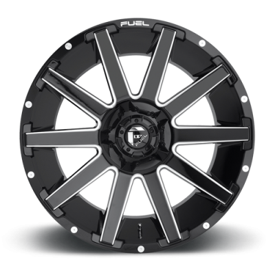 Aluminum Wheels 22X12 Contra D615 5 On 139.7/5 On 150 Gloss Black/Milled 110.3 Bore -44 Offset Multi Spoke Fuel Off Road Wheels