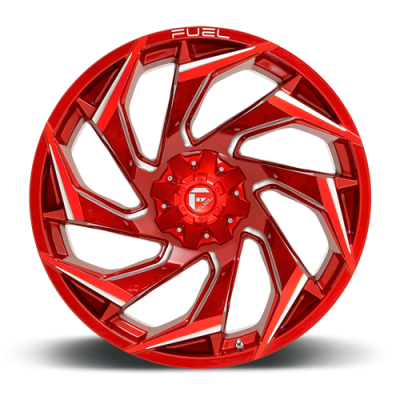 Aluminum Wheels 24X12 Reaction D754 5 On 127/5 On 139.7 Candy Red Milled 87.1 Bore -44 Offset Fuel Off Road Wheels