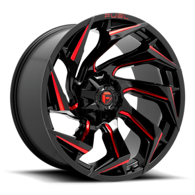 Aluminum Wheels 22X12 Reaction D755 8 On 165.1 Gloss Black Milled Red Tint 125.2 Bore -44 Offset Fuel Off Road Wheels