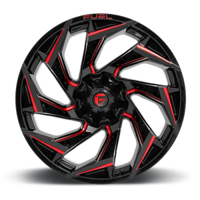 Aluminum Wheels 22X12 Reaction D755 8 On 165.1 Gloss Black Milled Red Tint 125.2 Bore -44 Offset Fuel Off Road Wheels
