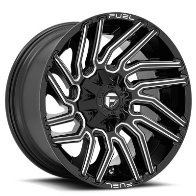 Aluminum Wheels 20X9 Typhoon D773 5 On 114.3/5 On 127 Gloss Black/Milled 78.1 Bore 1 Offset Fuel Off Road Wheels