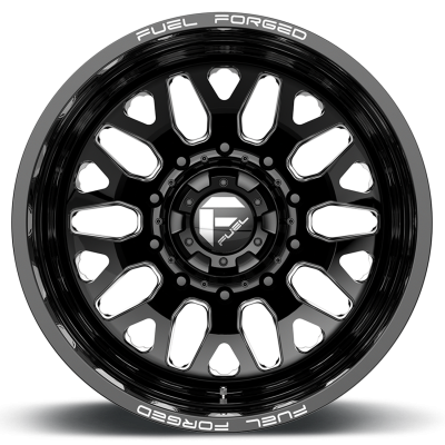 Dually Wheels 22X8.5 FF19D Dually DE19 BK 10 On 225 Gloss Black Milled 170.1 Bore -202 Offset Outer Dually Fuel Off Road Wheels