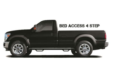 Nerf Step Bar Wheel-to-Wheel with Bed Access (2 Steps per Side) 3 Inch Main Tube Diameter 2017-2026 Ford F-250/F-350/F-450 8 Foot Bed Regular Cab Textured Black NFab