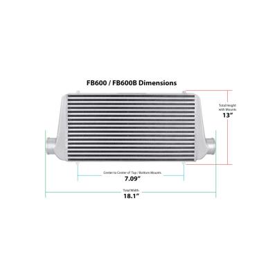 Air To Air Intercooler Universal Fit 11 Inch X 12 Inch X 3 Inch Core With 2.5 Inch Inlet/Outlet Black Frostbite Cooling