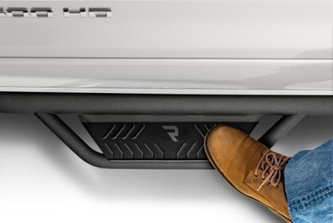 Podium Step LG Cab Length (2 Steps per Side) 3 Inch Main Tube Diameter 2015-2019 Chevy Silverado/GMC Sierra 2500 HD/3500 HD Double Cab Diesel Engine Textured Black NFab