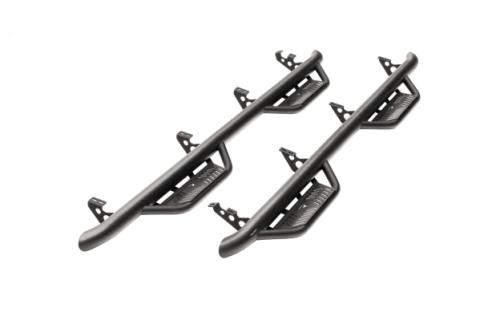 Podium Step LG Cab Len (2 Steps per Side) 3 Inch Main Tube Diameter 2019-2025 (NBS) Ram 1500 Quad Cab All Beds Textured Black NFab
