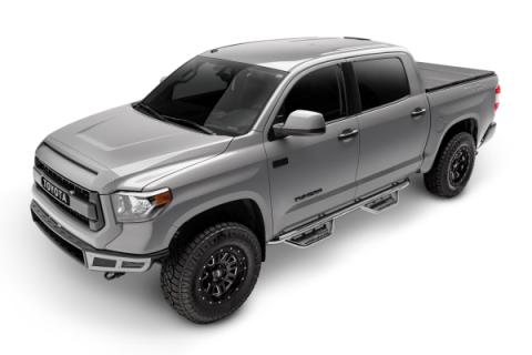 Podium Step SS Cab Length (2 Steps per Side) 3 Inch Main Tube Diameter 2007-2021 Toyota Tundra Double Cab Polished Stainless NFab
