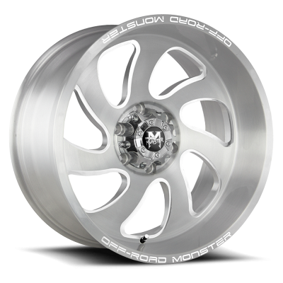 Aluminum Wheels 20x10 M07 BFS Series Brushed Face Silver 8 On 165.1 Bolt Pattern -19 Offset Off Road Monster