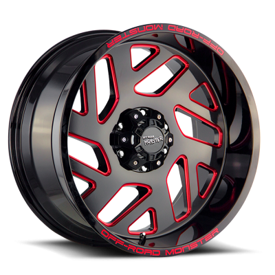 Aluminum Wheels 20x10 M19 GBMLR Series Gloss Black/Candy Red 6 On 139.7 Bolt Pattern -19 Offset Off Road Monster