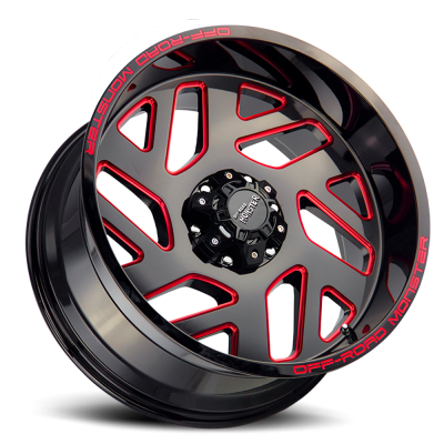 Aluminum Wheels 20x10 M19 GBMLR Series Gloss Black/Candy Red 6 On 139.7 Bolt Pattern -19 Offset Off Road Monster