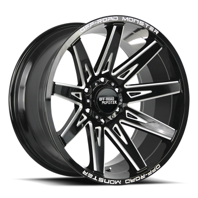 Aluminum Wheels 22x12 M25 GBML Series Milled Gloss Black 6 On 139.7 Bolt Pattern -44 Offset Off Road Monster