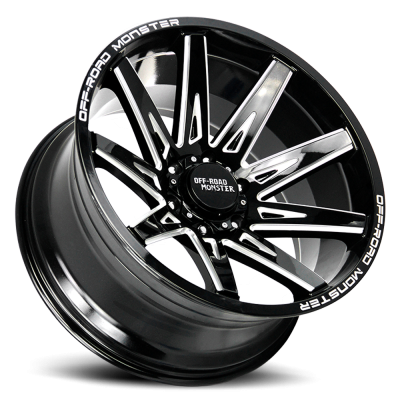 Aluminum Wheels 22x12 M25 GBML Series Milled Gloss Black 6 On 139.7 Bolt Pattern -44 Offset Off Road Monster