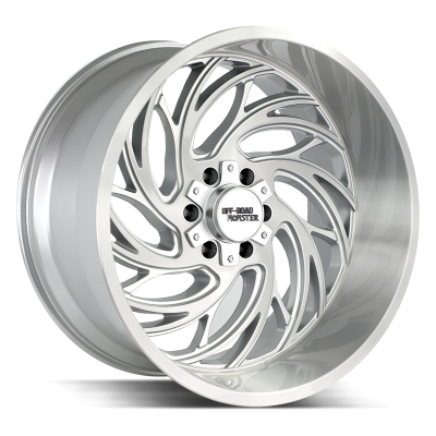 Aluminum Wheels 22x12 M29 BFS Series Brushed Face Silver 8 On 180 Bolt Pattern -44 Offset Off Road Monster