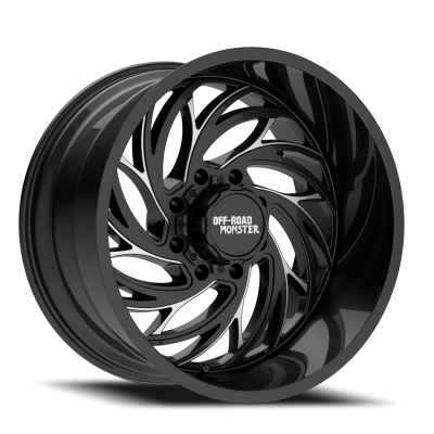 Aluminum Wheels 22x12 M29 GBML Series Milled Gloss Black 8 On 180 Bolt Pattern -44 Offset Off Road Monster