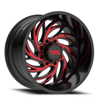 Aluminum Wheels 24x14 M29 GBMLR Series Gloss Black/Candy Red 8 On 180 Bolt Pattern -76 Offset Off Road Monster